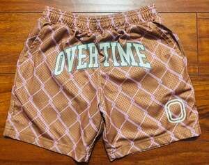 Overtime Brown and Pink Chain Link Mesh Basketball Shorts Youth sz Large